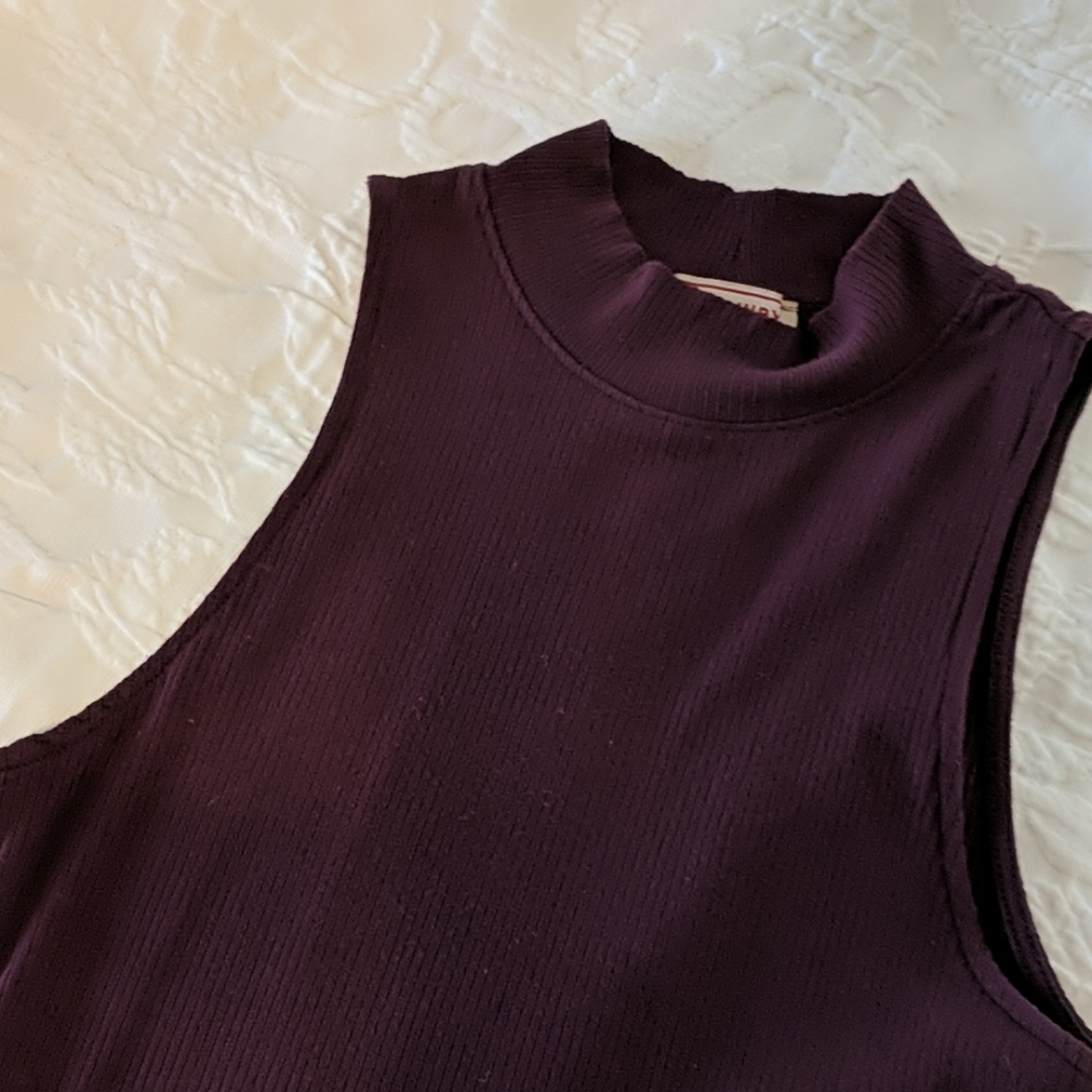 4/$20 Maroon Ribbed Mock Neck Crop Tank